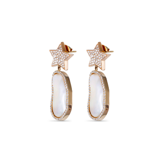 Pearl and Diamond Star Earrings