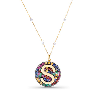 Multi-coloured Stone Letter Pendant