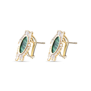 Baguette Diamond and Malachite Earrings